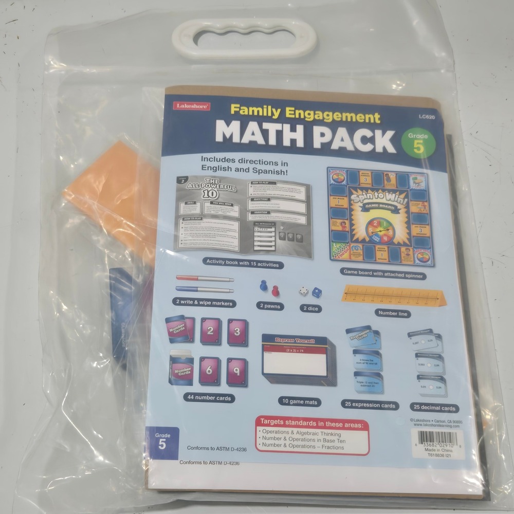 Lakeshore Family Engagement Math Pack Grade 5 LC620 directions Spanish English